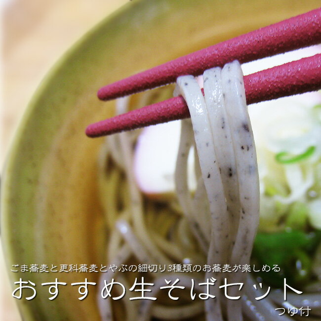 吉粋オススメ！生そばセット【ごま、更科、やぶ細切り】生蕎麦3種つゆ付【送料無料】