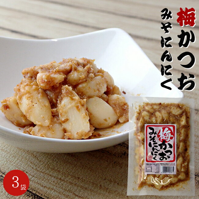 Garlic - 梅かつおみそにんにく 180g ×3袋【 梅干し加工品 にんにく加工品 】梅みそ 梅鰹節【 うめ ニンニク 】お茶うけ 箸休め 【 おかず おつまみ 酒の肴 】贈物 ギフト お土産 母の日 父の日 【メール便対応】