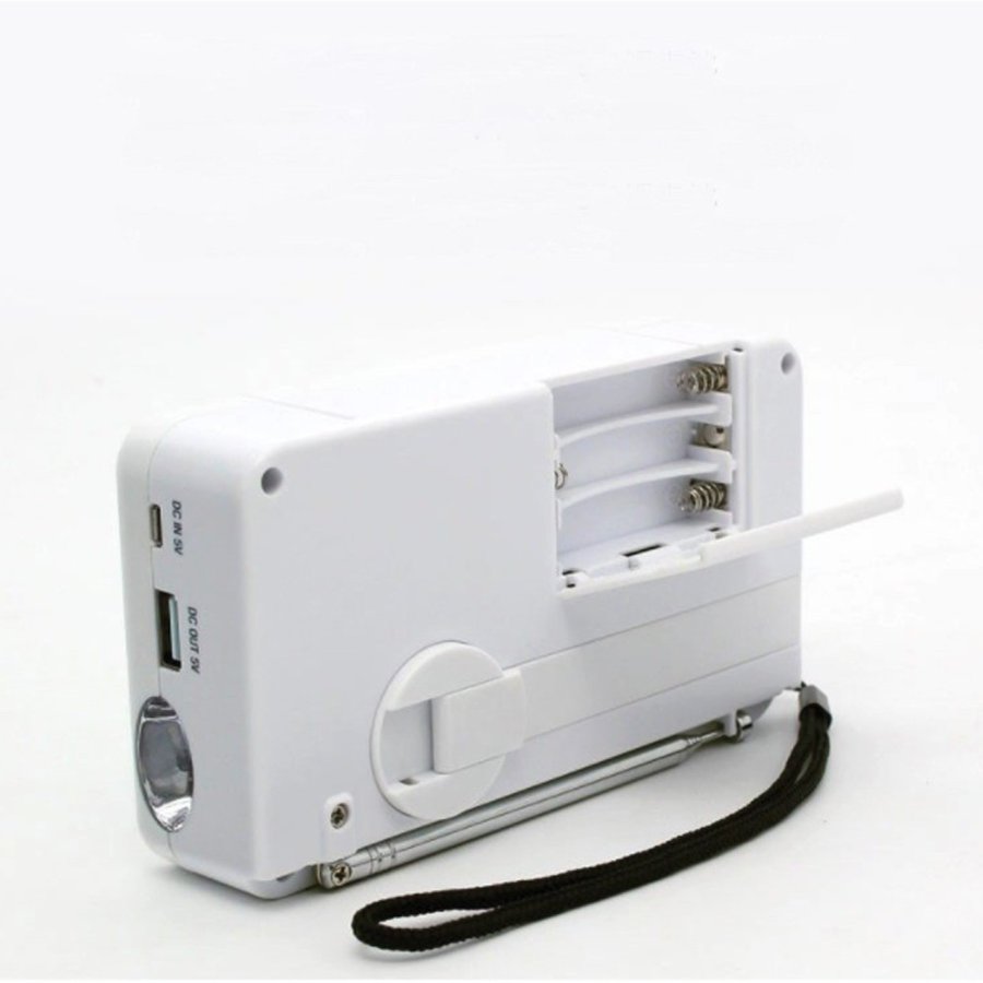 ポータブル防災ラジオFM/AM/対応LED照明500mA電池内蔵手回し充電/太陽光充電対応乾電池使用可能スマートフォンに充電可能自然災害に備え