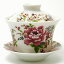 台湾 茶器 蓋碗 花布柄 ホワイト(新太源製)【7色 台湾 茶器 烏龍茶 お土産 かわいい おしゃれ きれい 花柄 高級感】