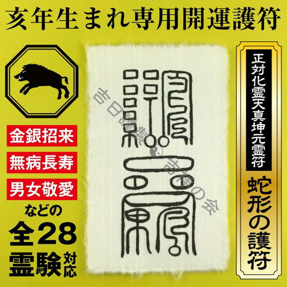 亥年 いのしし年 パウチ お守り 干支 風水 開運護符 金運 恋愛運 健康運 何事も全てうまくいく強力な護符 風水グッズ （財布に入る名刺サイズ）