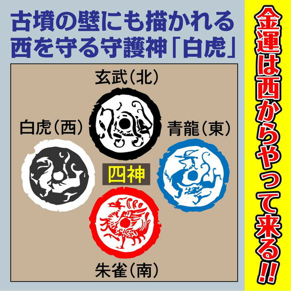 風水 金運 絵画「風水・白虎大金運図」 パウチ 天の白虎である諸葛孔明の風水奥義が万物を凌駕する強力な開運絵画（高級和紙：はがきサイズ ） 3