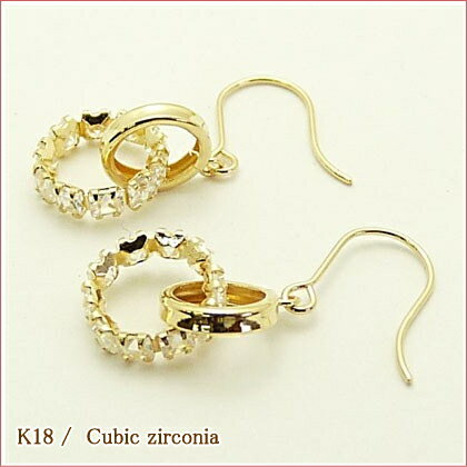 ピアス 18k ダブルリング フックピアス K18YG【送料無料】【あす楽対応】【あす楽_...