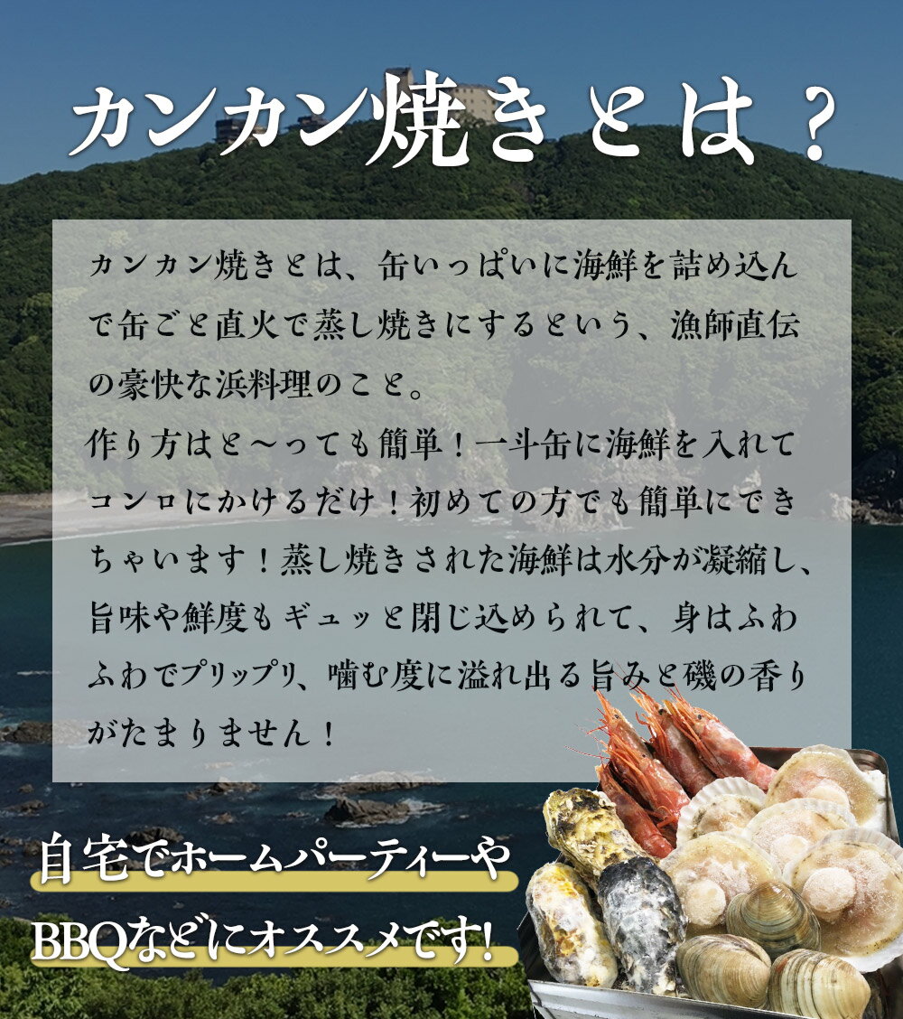 豪華カンカン焼き 海鮮づくし 4種盛り(赤エビ5個、牡蠣3個、ホタテ5個、ホンビノス貝3個) 赤エビ アサリ 牡蠣 ホタテ カンカン焼き バーベキュー 殻付き牡蠣 殻付 海鮮 バーベキューセット かんかん焼き 詰め合わせ 内祝い 出産内祝い 快気内祝い 3