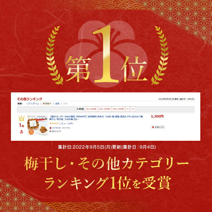 【10％OFFセール】【5月9日20：00～5月16日1：59迄】 送料無料 訳あり つぶれ梅 はちみつ 800g（400g×2）減塩 塩分2.7% はちみつ梅 梅干し 特大粒 つぶれ梅 うめぼし 南高梅 紀州南高梅 ワケあり お漬物 うめ お取り寄せ グルメ 3