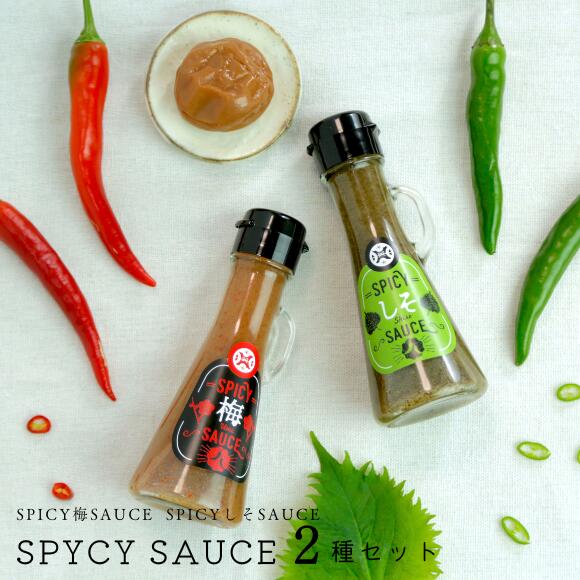 梅 しそ 新感覚 辛味 調味料 SPICY SAUCE(梅・しそ)2本 (各76g)セット 紀州産南高梅使用 国内製造 お取り寄せ プチ ギフト 手土産 南高梅...