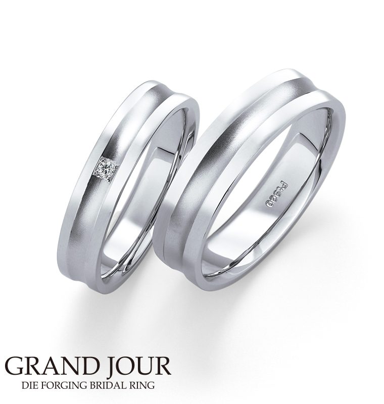 グランジュール 結婚指輪 Pt900 ダイヤモンド 0.01ct ペアリング マリッジリング レディース 女性 メンズ 男性 ブライダル 指輪 シルバー GRAND JOUR GJ06 送料無料