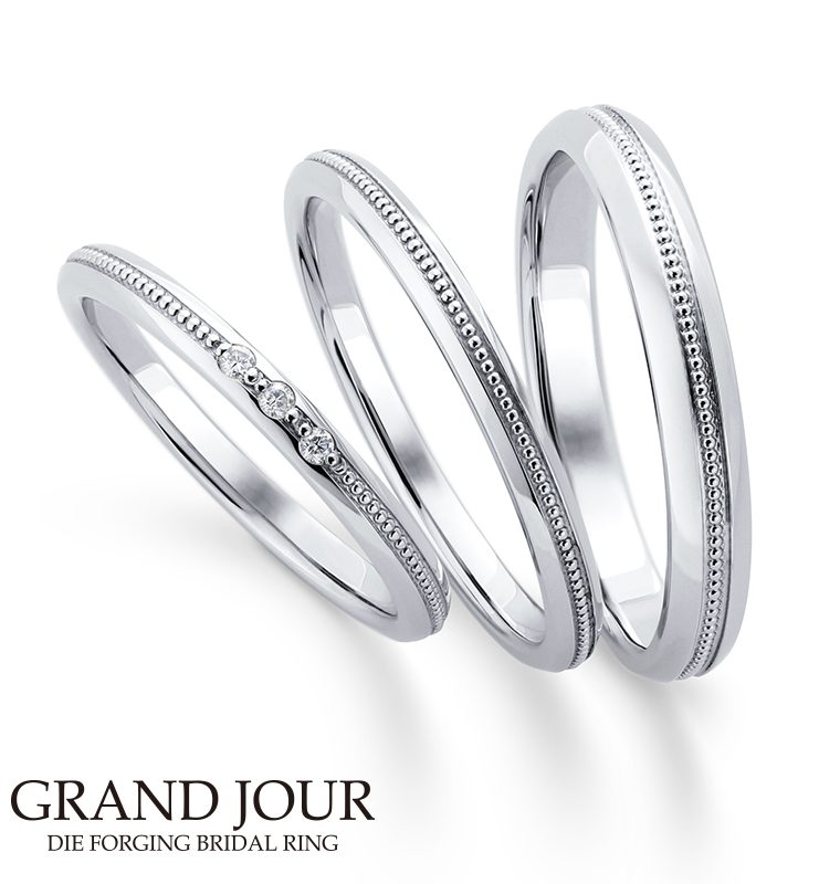 グランジュール 結婚指輪 Pt900 ダイヤモンド 0.03ct ペアリング マリッジリング レディース 女性 メンズ 男性 ブライダル 指輪 シルバー GRAND JOUR UJ06 送料無料
