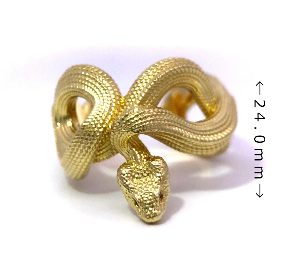 K18イエローゴールド　男性用指輪　18金　メンズジュエリー　ダイヤモンド：0.01ct　縁起物　蛇　金運　幸運　健康運　スネークリング 2