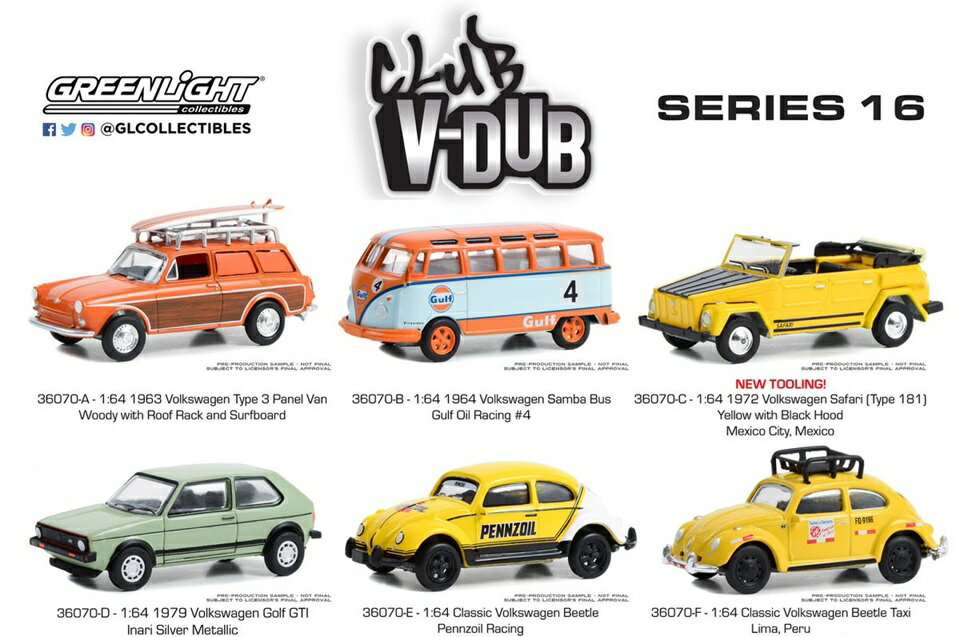 Volkswagen - グリーンライト 1/64 フォルクスワーゲン 6台 Club Vee-Dub Series 16