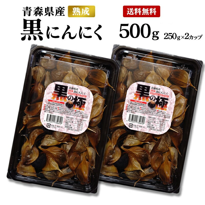 【送料無料】【メール便】黒の極 青森県産熟成黒にんにく 500g（250gx2） 青森産福地ホワイト六片使用 黒ニンニク 食品 野菜 フルーツ感覚 無添加 無着色 無香料 美容 健康 黒大蒜 サプリ感覚 500グラム 250グラム