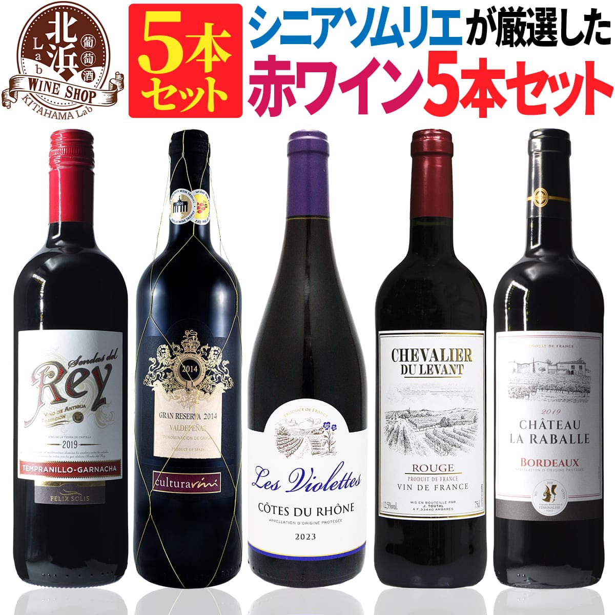 赤ワインセット【 送料無料 】セット！大特価の赤ワイン 5本セット 第15弾 【2,740円OFF】 | 赤ワイン フランス スペイン チリ ギフト プレゼント おしゃれ お祝い クリスマス 年末年始 【熨斗・のし対応 無料】