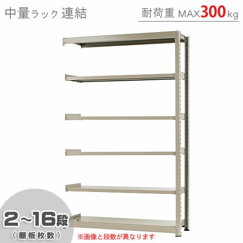 【個人宅も送料無料】 中量ラック300kg 連結 幅150×奥行60×高さ240cm 2～16段 ニューアイボリー 300kg/段 【スチール棚★楽天最安値に挑戦！】 【スチール棚 スチールラック 業務用 収納棚 収納ラック】