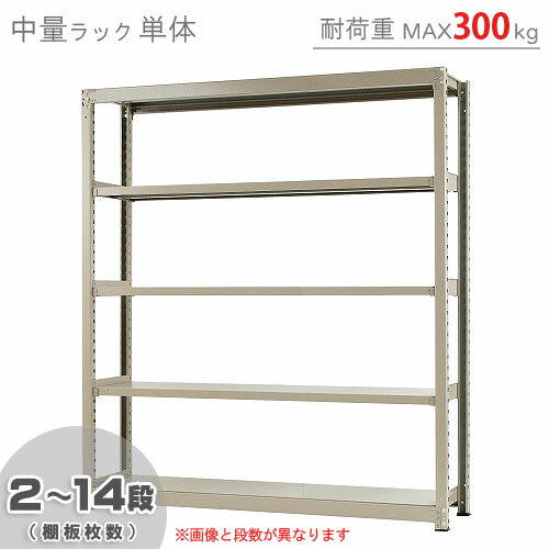 【連結型】スチール棚 中量棚 300kg/段タイプ 高さ2100×間口1500×奥行450mm 棚板4枚 業務用ラック お客様組立 送料別 法人様限定商品