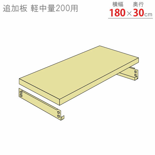 【個人宅も送料無料】 追加板 軽中量200用 幅180×奥行30cm 1段分セット アイボリー 【スチールラック楽天最安値に挑戦！】 【スチール棚 スチールラック 業務用 収納棚 収納ラック】