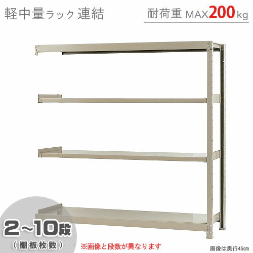 【個人宅も送料無料】 軽中量ラック200kg 連結 幅150×奥行45×高さ150cm 2～10段 アイボリー 200kg/段 【スチール棚★楽天最安値に挑戦！..