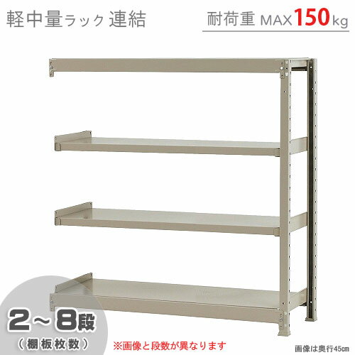 【個人宅も送料無料】 軽中量ラック150kg 連結 幅120×奥行30×高さ120cm 2～8段 アイボリー 150kg/段 【スチール棚★楽天最安値に挑戦！】 【スチール棚 スチールラック 業務用 収納棚 収納ラック】 その1