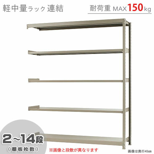 【個人宅も送料無料】 軽中量ラック150kg 連結 幅180×奥行30×高さ210cm 2〜14段 アイボリー 150kg/段 【スチール棚★楽天最安値に挑戦!】 【スチール棚 スチールラック 業務用 収納棚 収納ラック】