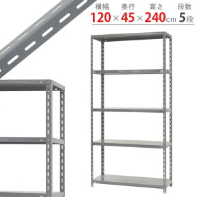 【個人宅も送料無料】 力量-2-24 幅120×奥行45×高さ240cm 5段 グレー 150kg/段 【スチール棚楽天最安値に挑戦！】 【スチール棚 スチールラック 業務用 収納棚 収納ラック】 【商品key:[W120][D45][H240]】