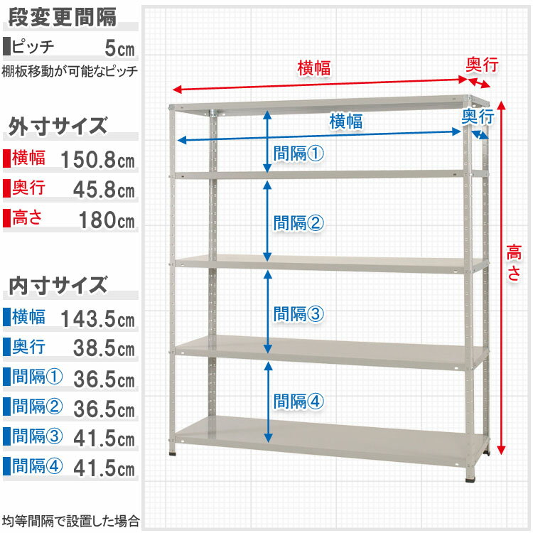 【個人宅も送料無料】 KT-3-18 幅150×奥行45×高さ180cm 5段 ホワイトグレー 150kg/段 【スチールラック楽天最安値に挑戦！】 【スチール棚 スチールラック 業務用 収納棚 収納ラック】 【商品key:[W150][D45][H180]】