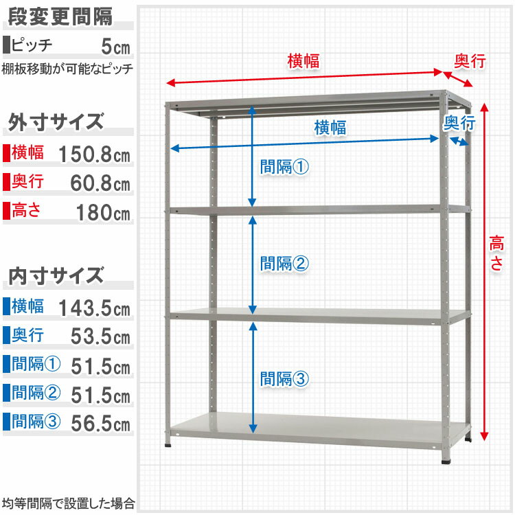 【個人宅も送料無料】 KT-7-18 幅150×奥行60×高さ180cm 4段 ホワイトグレー 150kg/段 【スチールラック楽天最安値に挑戦！】 【スチール棚 スチールラック 業務用 収納棚 収納ラック】 【商品key:[W150][D60][H180]】