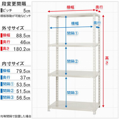 【送料無料】NC-875幅87.5×奥行45×高さ180cm4段ホワイト・ブラック・ベイジュ70kg/段【スチールラック★楽天最安値に挑戦!】【レビューを書いたら送料無料!】