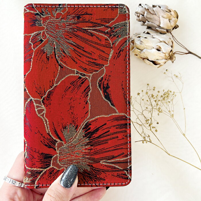 Arrows 5G F-51A ケース 手帳型 F51A カバー F−51A 5G 手帳 アローズ アローズ5G 手帳型ケース 花柄 F-51Aケース F-51Aカバー F-51A手帳 F-51Aスマホケース 【ジャガードハイビスカス手帳】 スマホケース