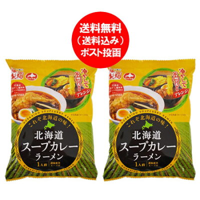 北海道 ポイント・きた蔵の畑 スープカレー ラーメン 送料無料 スープカレーラーメン インスタント 袋麺 1袋×2 北海道 スープカレーラーメン インスタントラーメン 乾麺 すーぷかれー らーめん 送料無料 メール便