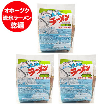 流氷ラーメン 送料無料 流氷 ラーメン 塩 北海道 オホーツク 流氷ラーメン 塩ラーメン 乾麺 1個×3 しお ラーメン 麺類