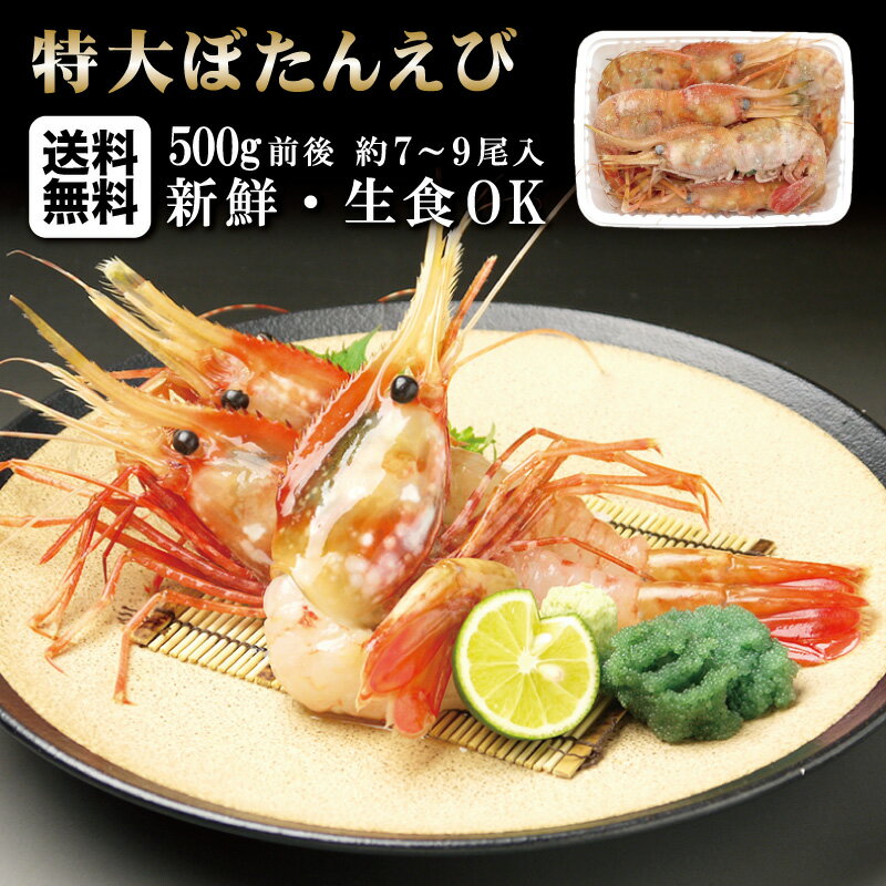 ぼたんエビ ぼたん海老 オスメス混 BFLLサイズ 約500g(約7〜9尾入り/尾数前後します) ※オス/メス尾数選択不可・サイズバラつき有生冷凍 生食可能 生食OK ボタンエビ ぼたんえび ボタン海老 ぼたん海老刺し ぼたんえび刺し ボタン海老刺し 刺身 【送料無料】 ギフト