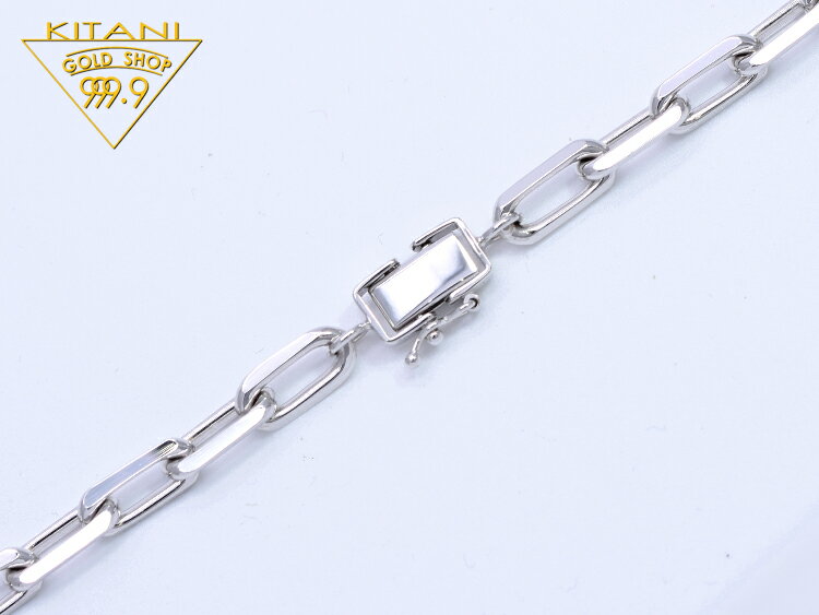 K18ホワイトゴールド 極太 スーパー小豆 ブレスレット 幅 約5.5mm / 全長20cm / 重量 約19.0g 前後 (スパルタカス) ( K18WG )