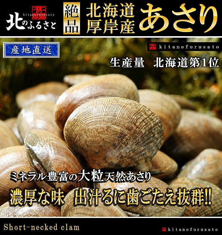 北海道 厚岸産 あさり 大サイズ 1kg 45粒前後 産地直送 アサリ 貝 国産 生 北海道産 贈答 だし クラムチャウダー 味噌汁 冷凍保存 父の日 お中元