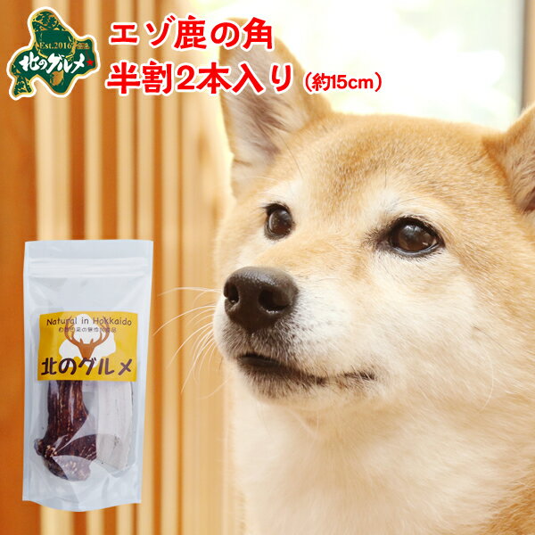 鹿 角 犬 北海道産 エゾ鹿 の 角ガム デンタルケア 半割15cm×2本入 高たんぱく質＆低脂肪・低カロリー えぞ鹿肉 エゾシカ肉 シカ肉 ジビエ ドックフード 犬用おやつ 犬のおやつ 犬のオヤツ いぬのおやつ 高齢犬 国産 【ペット用品】【メール便】【ss】