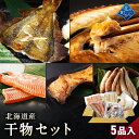 北海道産 干物セット 全5種 サバ一夜干し2枚 / 鮭塩漬け 200g / ホッケスティック200g / 鮭カマ 4枚 / 宗八カレイ1袋（250g前後) お取り寄せ グルメ ギフト プレゼント 贈り物