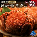 毛ガニ 希少な北海道 知床産 500g～550g 【浜茹で未冷凍 姿】 採れたての毛蟹を新鮮なうちに ...