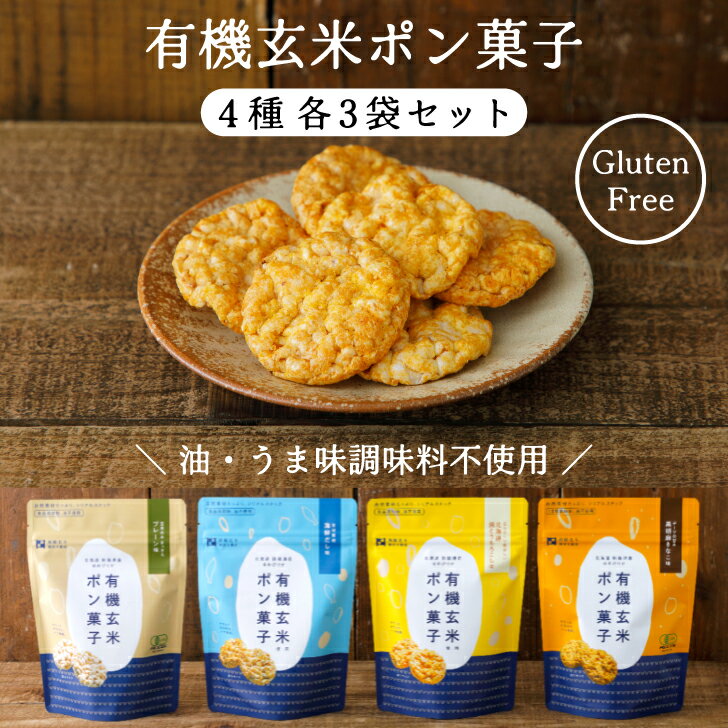 【有機玄米ポン菓子 4種各3袋セット】澤田米穀店 グルテンフリー 米菓 朝ごはん 朝食 シリアル お菓子 プレゼント ギフト おやつ 無添加 ギフト ぽん菓子 安心 安全 北海道 オーガニック アレルゲンフリー ギルトフリー お粥 即席粥