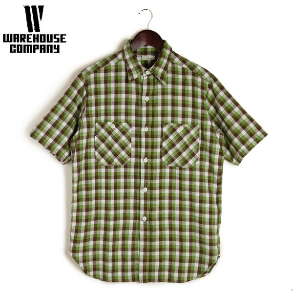 WAREHOUSE ウエアハウス SHORT SLEEVE CHECK WORK SHIRTS 半袖 チェック ワークシャツ Lot.3056 A柄 （弊社ワンウォッシュ済み）