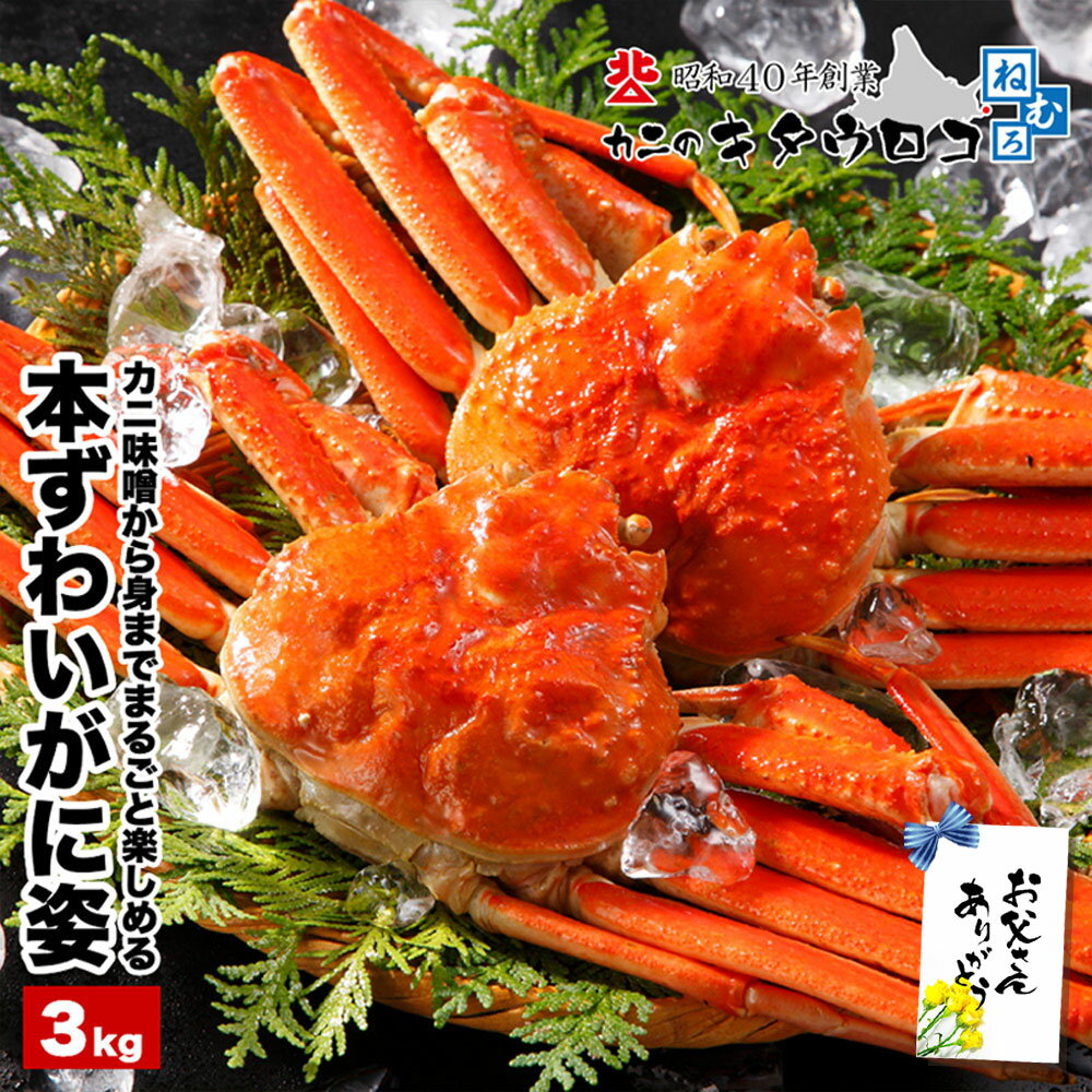 Rakuten - ＼まだ間に合う！父の日／ 北海道産 大ずわいがに 姿 まるごと 6尾前後入 計3kg カット済みも選べる！ かに カニ ボイル 蟹 ズワイガニ 父の日 母の日 ギフト 送料無料