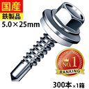 【20日限定 P2倍】 ドリルスビス ヘックス ビス ネジ ドリルビス セルフドリルビス 鉄板ビス 六角 ロッカク ヘックス HEX 一発ビス 鉄骨用 C型鋼 ワッシャー付 SHJB25AZW ジャックポイント ステンレス 5×25 小箱 300本入