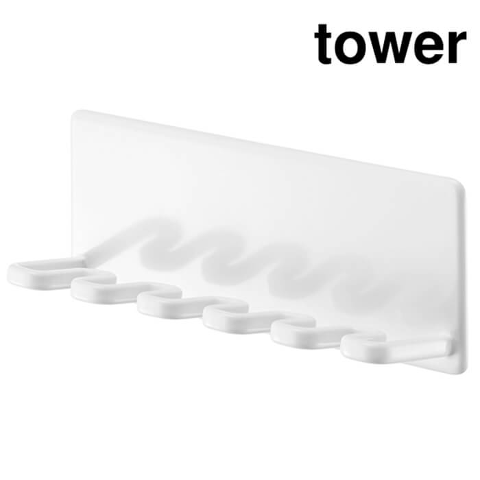 山崎実業 tower マグネットバスルーム歯ブラシホルダー 5連 ホワイト 歯ぶらし タワー