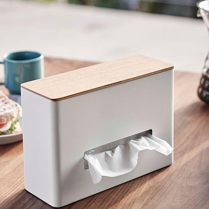 山崎実業 ティッシュ&ウェットシートケース リン ナチュラル 5699