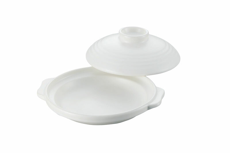 燕舞 耐熱素焼深型土鍋 白塗 19cm