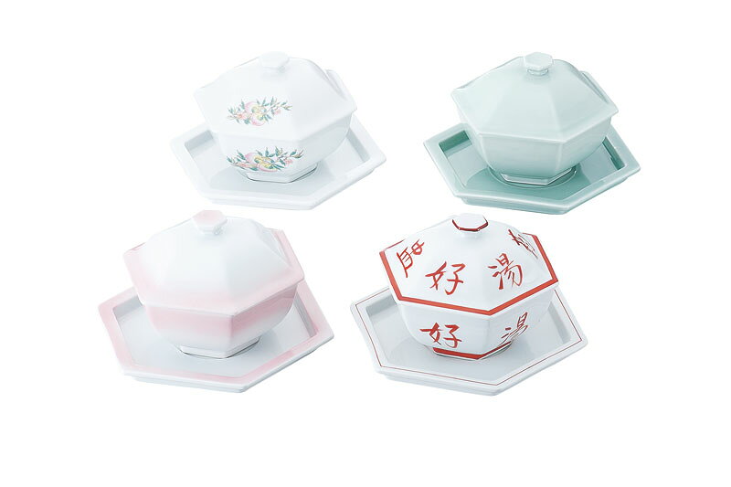 ピンクぼかし 六角蓋物 大