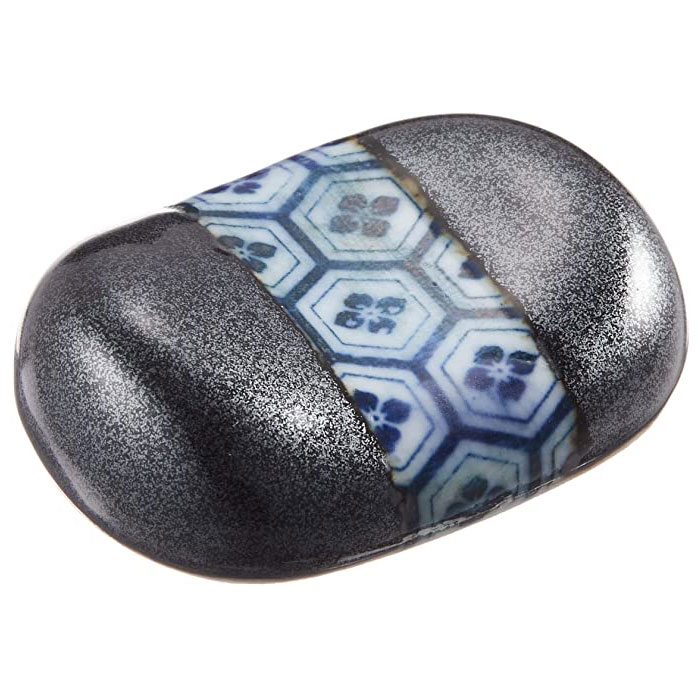 イシダ 一双 箸置豆型 亀甲 美濃焼染付箸置 箸置き はしおき