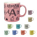 イニシャル マグ LETTERS MUG 370ml 日本製 マグカップ 電子レンジOK 食洗機OK 前畑 手描きイラスト レタリング コップ カップ 磁器