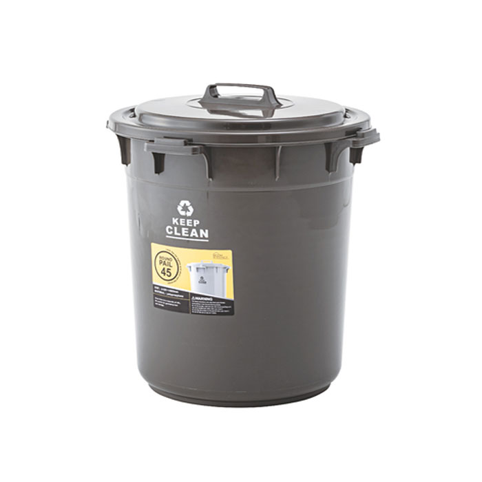ラウンドペール45L LFS-765BR（ブラウン） ゴミ箱 45L ラウンドペール 丸型 フタ付き ロック機能付き ポリプロピレン 丸洗い Azumaya 東谷 【送料無料】【メーカー直送品】【代引不可】【沖縄・北海道・離島・一部地域お届け不可】