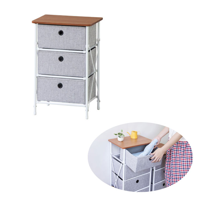 チェスト 簡単組立 収納 棚 かわいい 収納家具 家具 インテリア 3D LFS-701GY グレー 送料無料 東谷 Az..