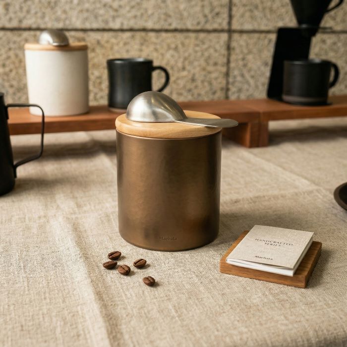 ブリューコーヒー キャニスター スプーン付 ゴールド Brew Coffee 保存容器 52298
