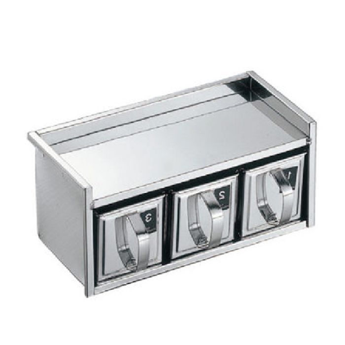 18-8 ステンレス 引出式ヤクミ入 1段3ヶ入 薬味 ネギ 生姜 にんにく ごま 調味料 キッチン用品 シンプ..