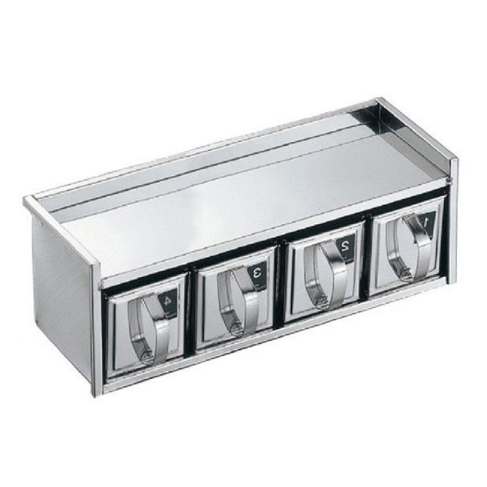 18-8 ステンレス 引出式ヤクミ入 1段4ヶ入 薬味 ネギ 生姜 にんにく ごま 調味料 キッチン用品 シンプ..